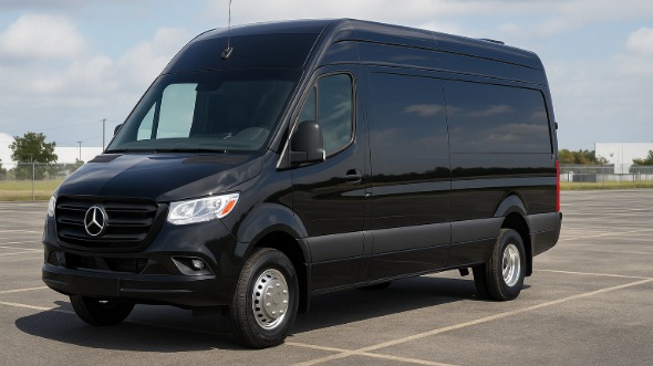 Exterior of Charter Bus Company Coeur d'Alene's 14 Passenger Sprinter Limousine in Coeur d'Alene