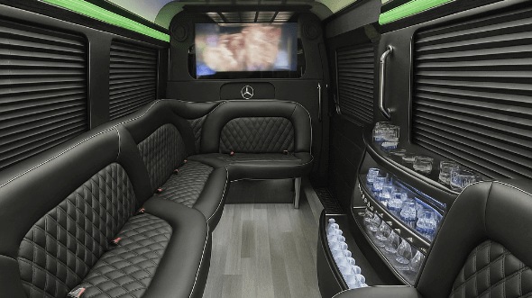 Interior of Charter Bus Company Kennewick's 14 Passenger Sprinter Limousine in Kennewick