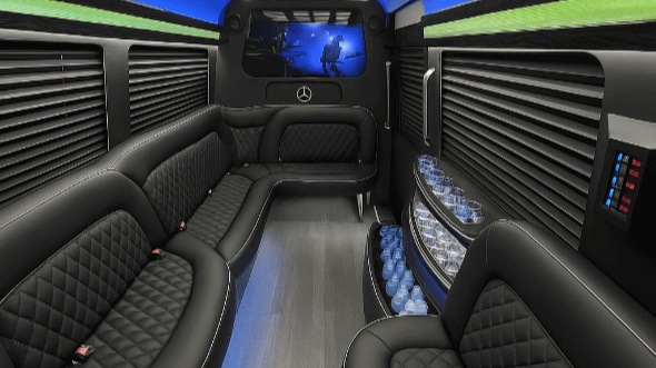 Interior of Charter Bus Company Seattle's 14 Passenger Sprinter Limousine in Seattle