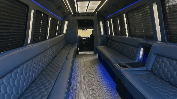 Interior of Charter Bus Company Coeur d'Alene's 20 Passenger Party Bus in Coeur d'Alene