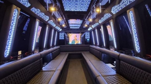 Interior of Spokane Valley Party Bus Company's 28 Passenger Party Bus in Spokane Valley