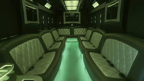 Interior of Charter Bus Company Tacoma's 40 Passenger Party Bus in Tacoma