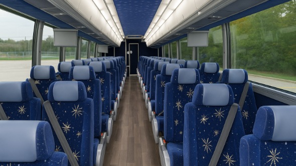 Interior of Charter Bus Company Spokane Valley's 46 Passenger Charter Bus in Spokane Valley