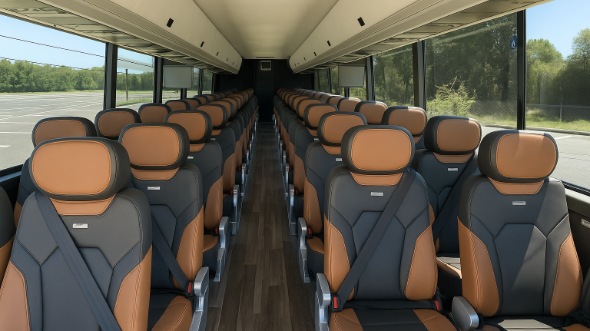 Interior of Charter Bus Company Spokane Valley's 48 Passenger Charter Bus in Spokane Valley