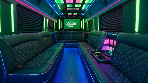 Interior of Spokane Valley Party Bus Company's 50 Passenger Party Bus in Spokane Valley