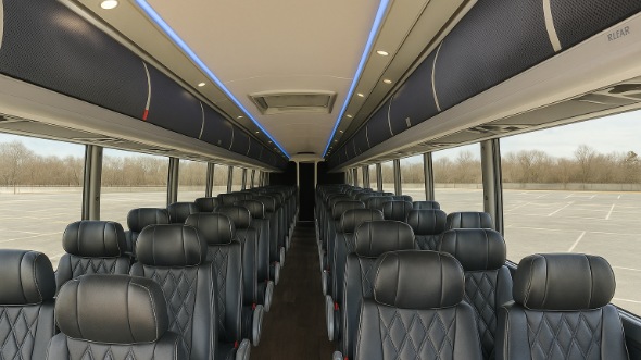 Interior of Charter Bus Company Spokane Valley's ADA Charter Bus in Spokane Valley